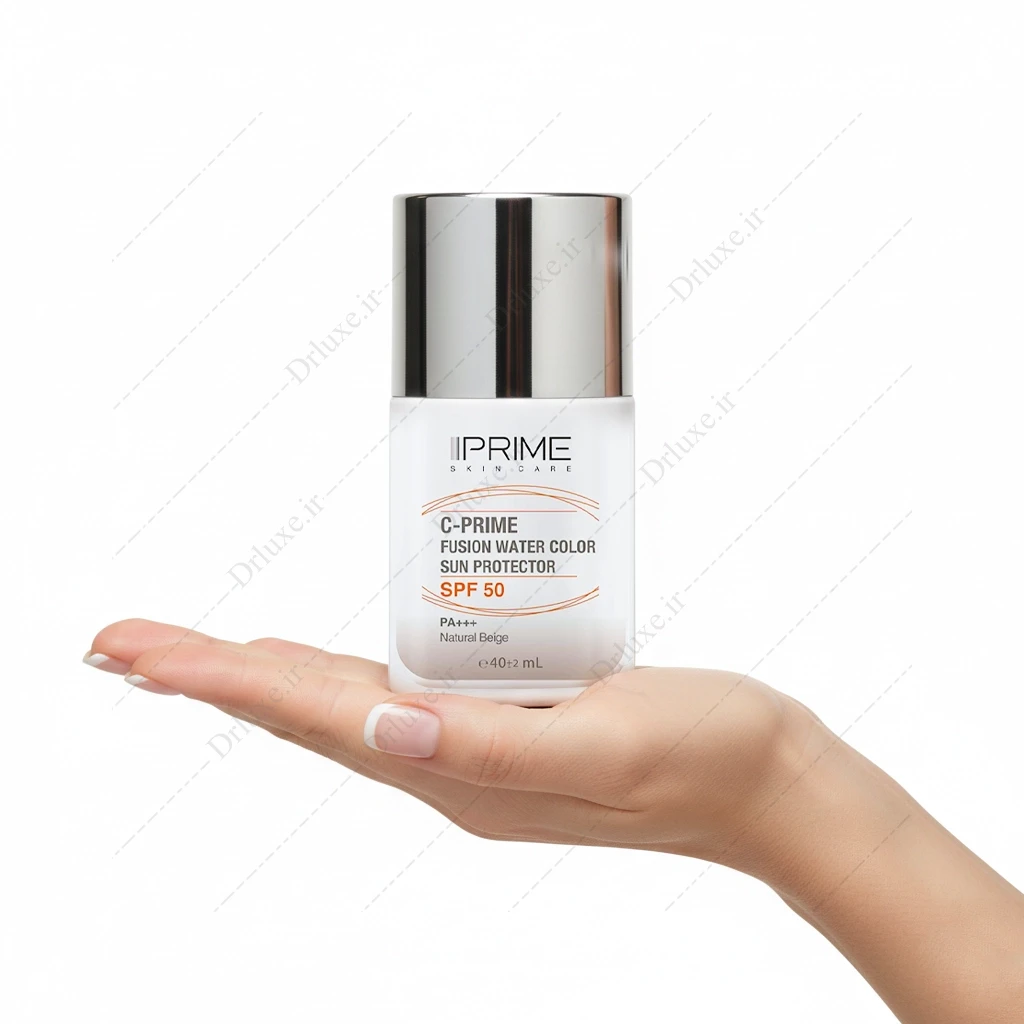 فلوئید ضد آفتاب SPF50 رنگی ویتامین C پرایم مدل فیوژن واتر 40 میلی‌لیتر